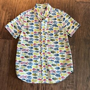 Boys short sleeve fish print button down